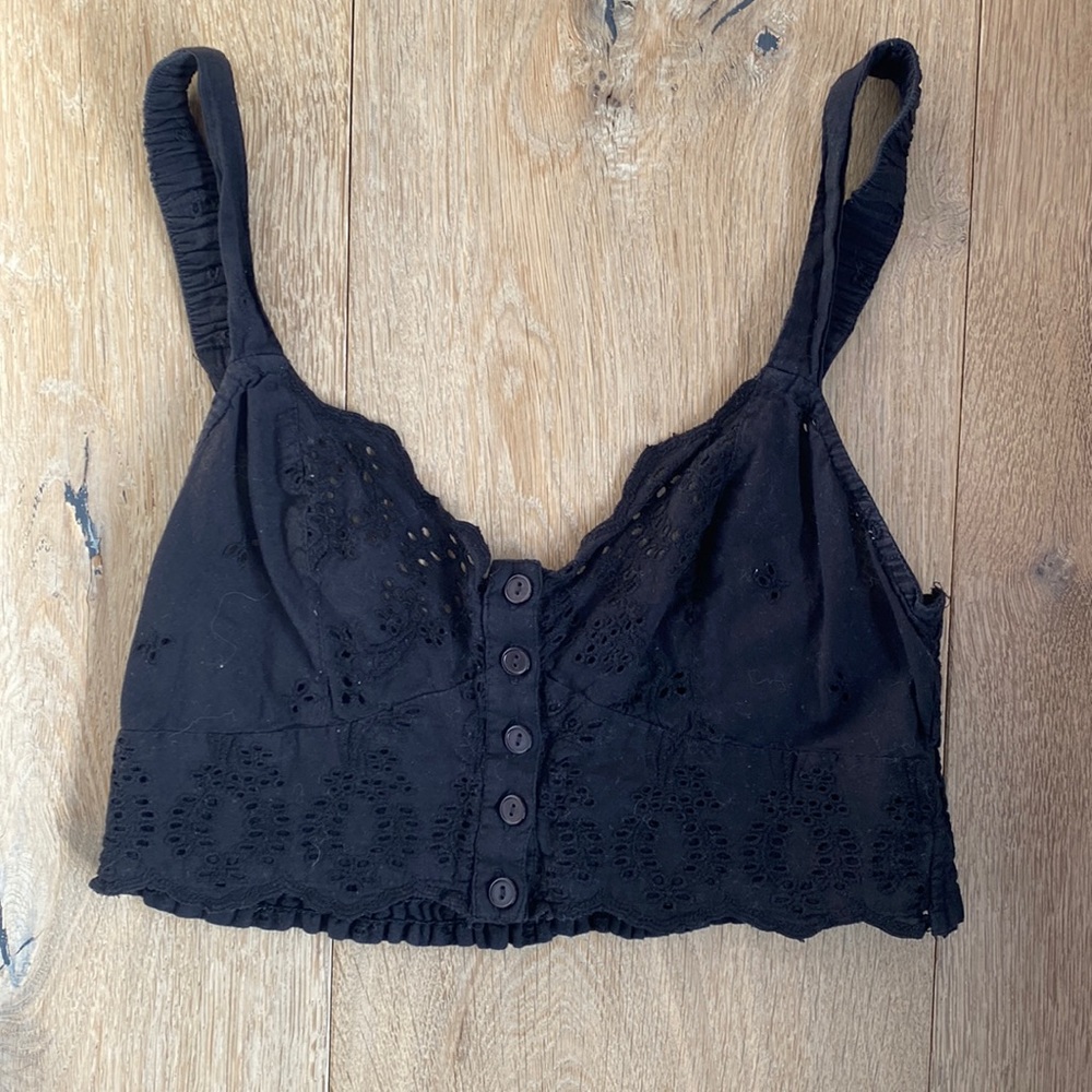 TOPSHOP (4) BLACK MINI CROP TOP/BRALETTE IN BLACK